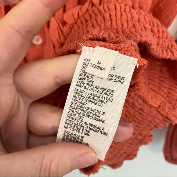 NWT We The Free Smocked Puff Sleeve Blouse off the shoulder boho - Picture 6 of 6